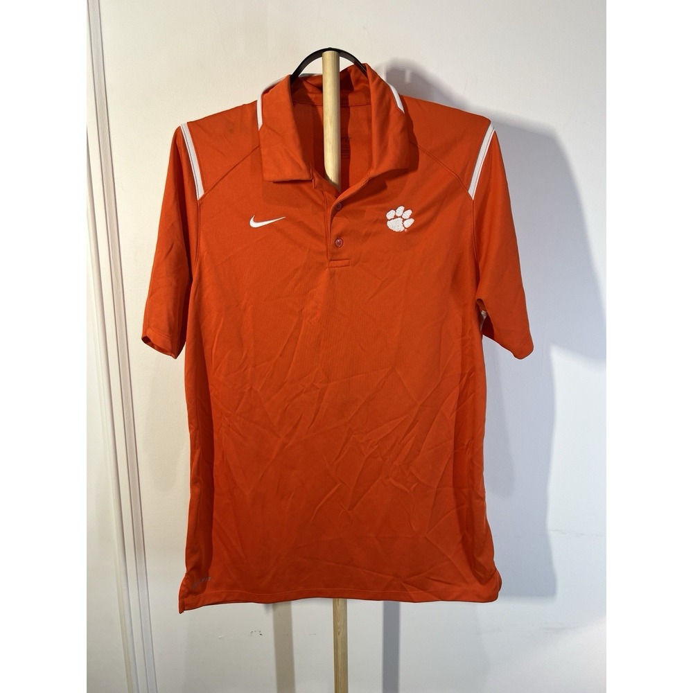 Nike Clemson Tigers Polo Mens Medium Orange Dri-FIT NCAA Football 658085-821